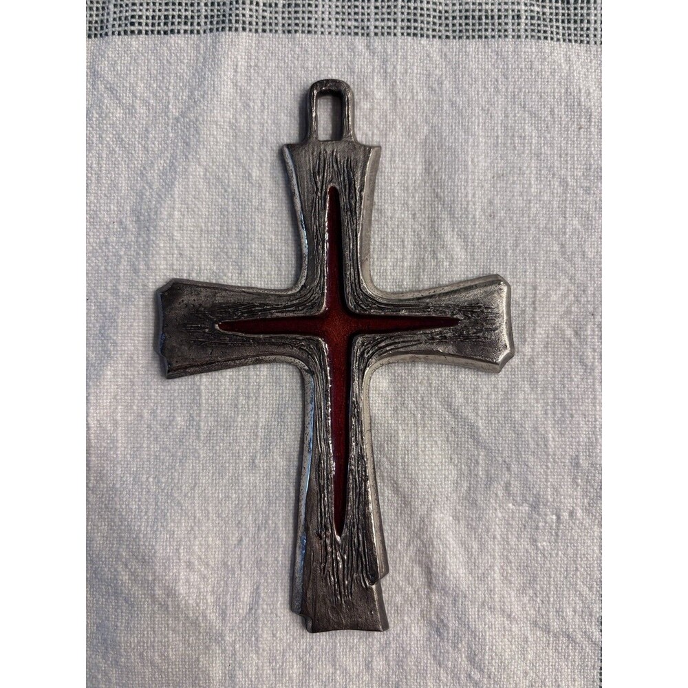 Vintage Silver Tone Cross Ornament Vatican